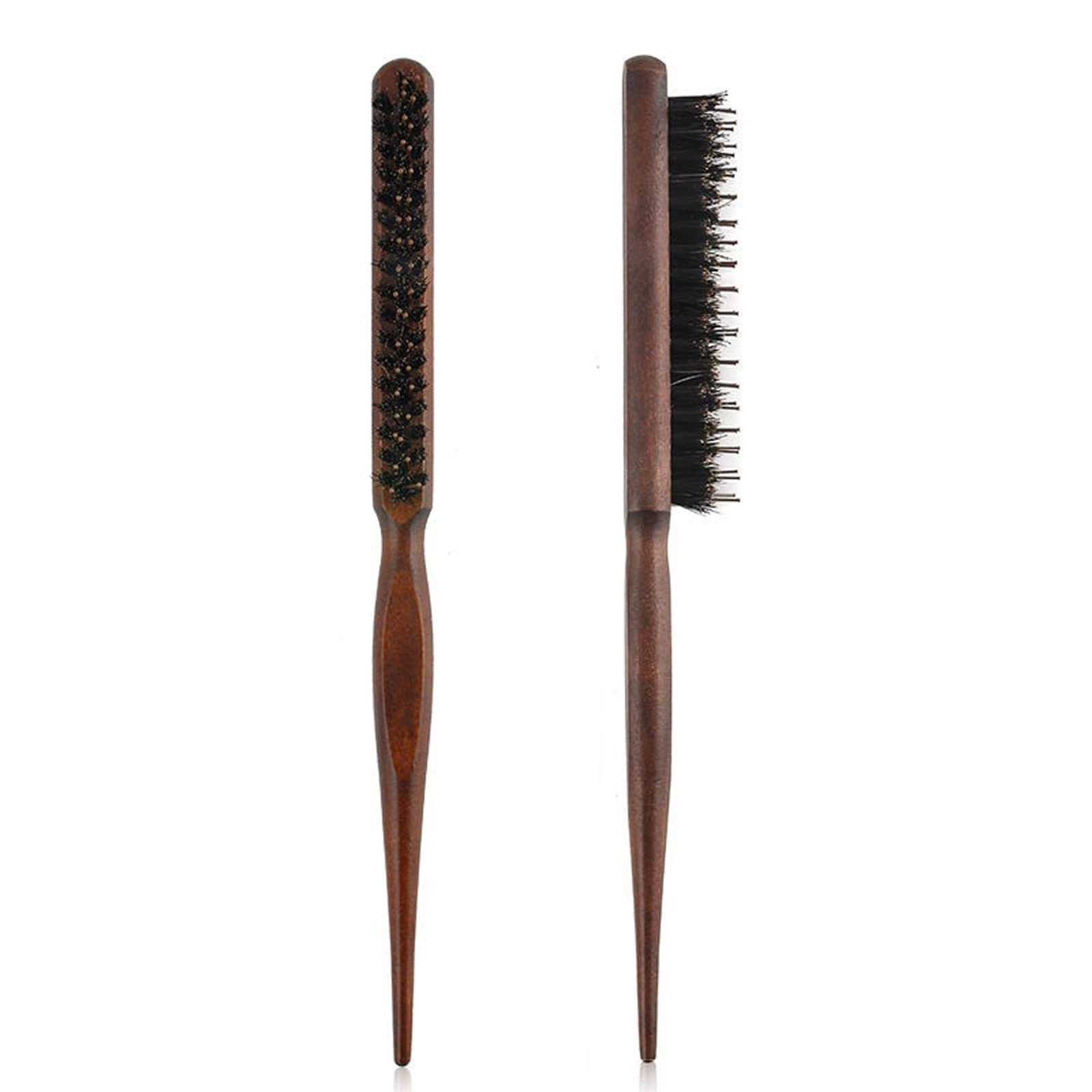 Mango Cepillo de Pelo de cerdas de jabalí Natural Peine Esponjoso Peluquería Peluquería Color