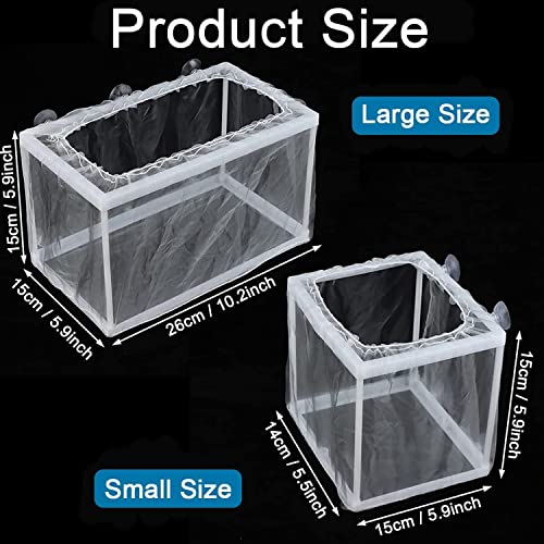 2 Pack Fish Breeding Box Set Tank Breeder Net, Aquarium Separation Net Nylon Incubator Mesh, Fry Hatchery Incubator Mesh 8 Suction Cup for Newborn Small Fish (Big and Small Kit) - Image 2
