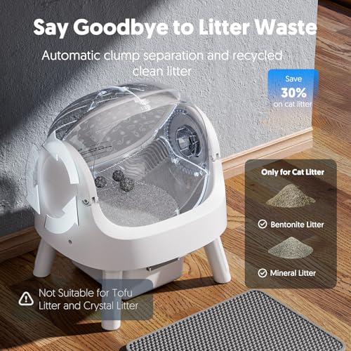PetPivot Self Cleaning Litter Box, Open Top Automatic Litter Box for Multiple Cats, Multiple Layer Safety Protection, Liners and Mat Included, White - Image 5