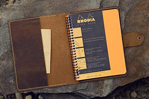 Personalized vintage rhodia leather cover distressed leather cover for rhodia wirebound meeting notebook A5+ NRA5P05S3