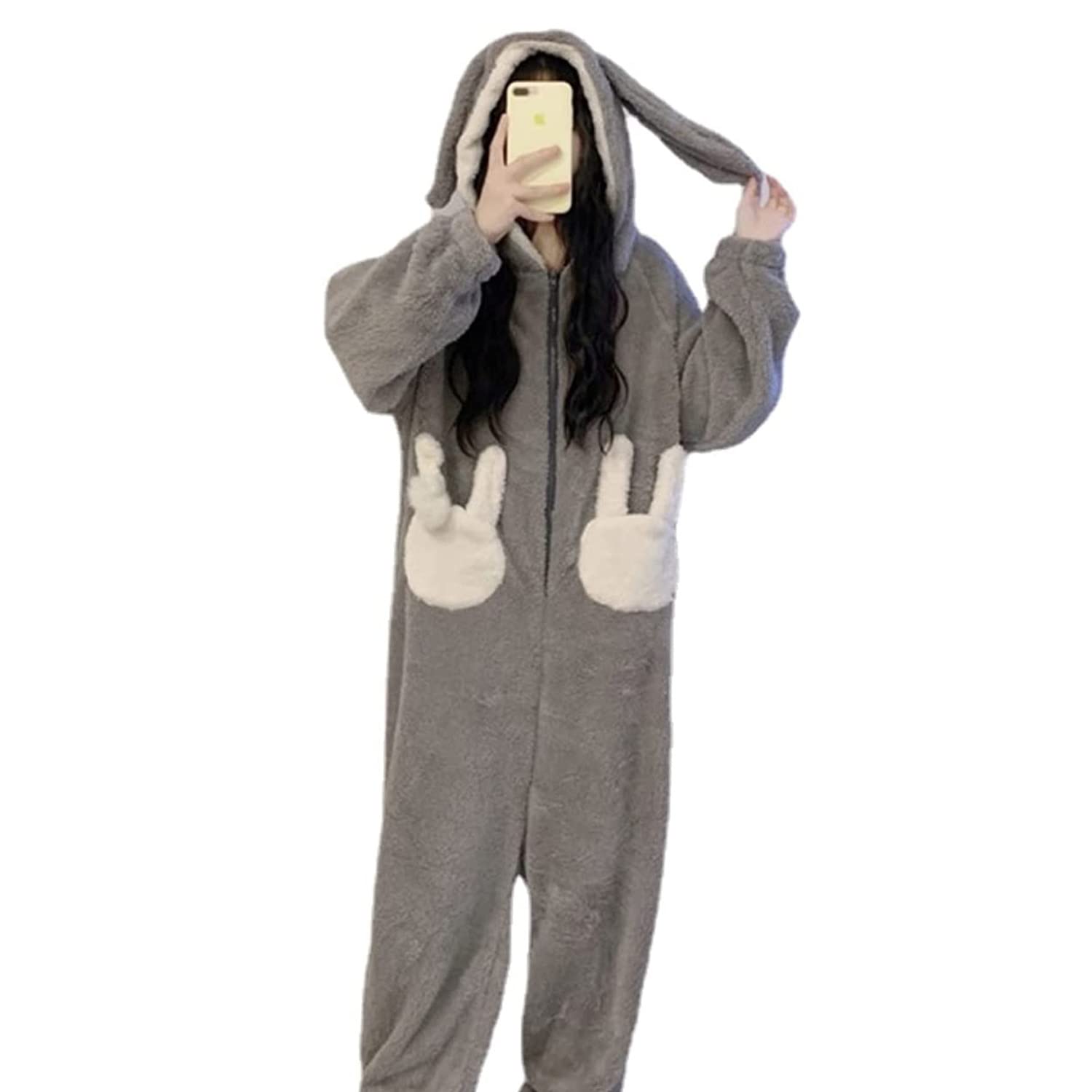 Kmresakawaii Bunny Onesie Pajamas Women Rabbit Homewear Sleepwear