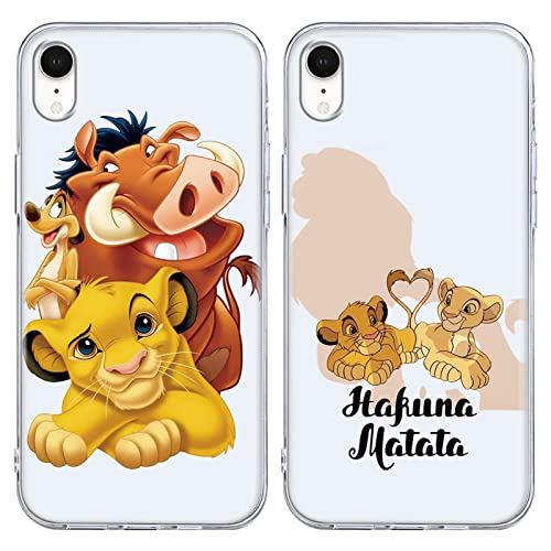 2 Confezioni Cover per iPhone XR 6.1Custodia Trasparente Morbida Sottile con Cartone Animato Carino Lion Motivo Anti Scivolo Case per XR02 slim silicone gel tpu