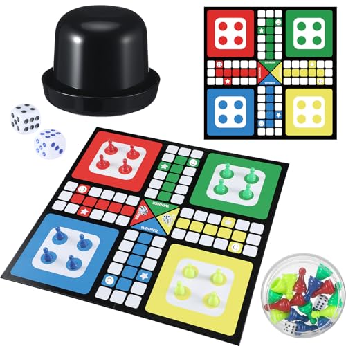 Juego de mesa Ludo con tablero plegable y 16 fichas miniatura 1