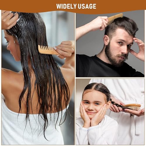 Peine de Madera Neem Dual Teeth Versátil para Cabello Rizado y Mojado miniatura 2