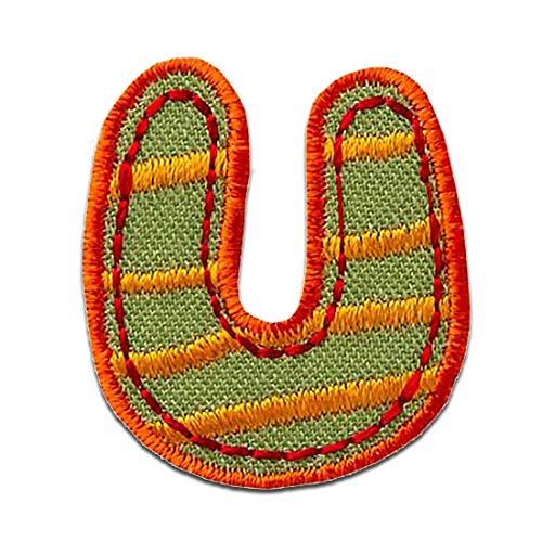 Termoadhesivos Alfabeto/Letra Colorido - Parches Termoadhesivos Bordados Aplique Para Ropa, Alfabeto MQ coloreado/azul:Letra U 2.7 x 3.2 cm