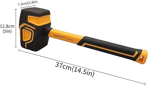 Miniatura 31 de BOOSDEN Juego de mazos de goma, paquete de 3 unidades de 10 onzas, 20 onzas y 36 onzas, con gancho, cabeza sólida y mango de agarre ergonómico