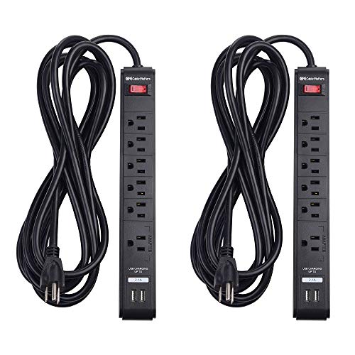 Cable Matters 2-Pack 6 Outlet Surge Protector Power Strip with USB Charging Ports