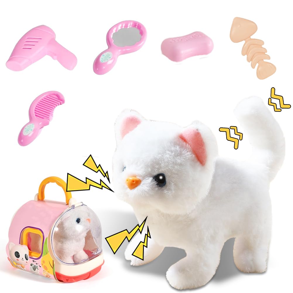 Chien Électronique Interactif Fivtsme - Jouet Peluche Chien Télécommandé Qui Marche Et Aboie - Cadeau Enfant 3-6 Ans