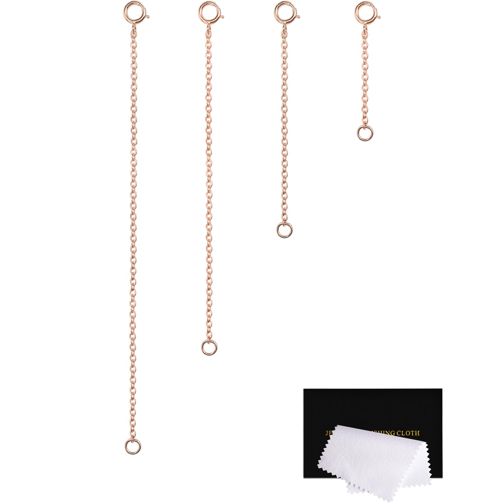 VANBARIS Rose Gold Necklace Extender 925 Sterling Silver(1, 2, 3, 4 Inches)