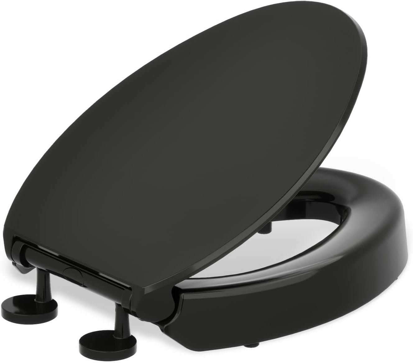 KOHLER 25875-7 Hyten® Elevated Quiet-Close™ elongated toilet seat, Black Black