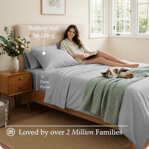 Image of Threadmill 600 Thread Count Cotton Full Sheet Set, Sateen, Light Grey