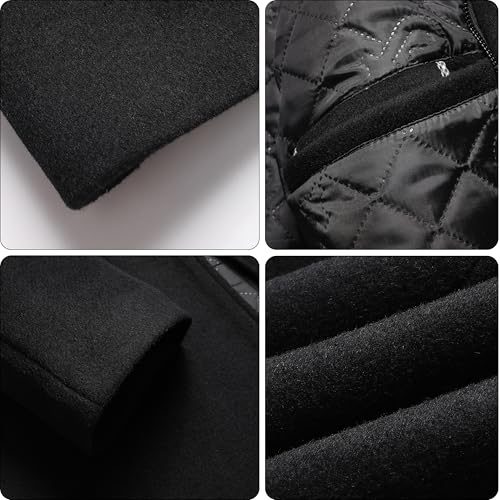 Image of PRIJOUHE Men's Wool Coat Hoodie Long Trench Coat Cotton Casual Woollen Overcoat Jacket