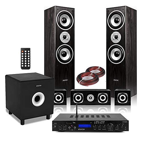 Fenton 5.1 Home Cinema Surround Sound System - Black, Powerful Theatre Speakers with Easy Connectivity, Ideal Home Theatre Audio for Movies, Music and Gaming