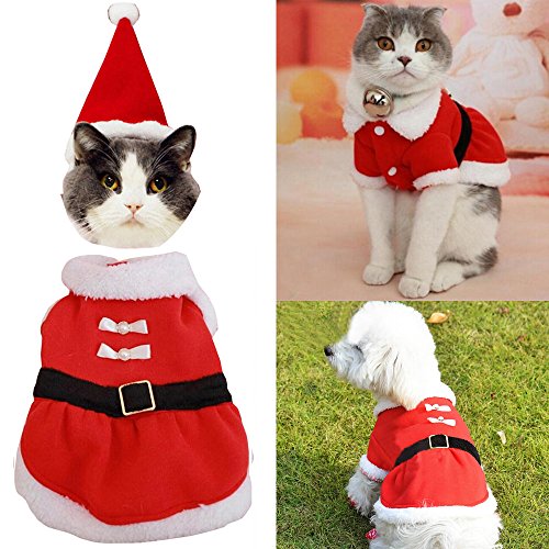 Bolbove Pet Christmas Santa Claus Dress Costume For Small Girl Dogs & Female Cats Winter Coat Warm Clothes (Red, X-Large) #TOP11