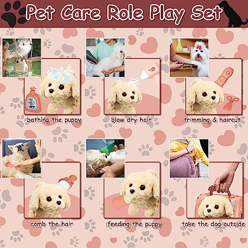 STAY GENT Roboter Hund Spielzeug Arztkoffer Kinder, Tierarzt Spielzeug Kinder Rollenspiel 12 STK mit Elektronisches Hund Läuft Bellt & Transportkäfig Geschenke Mädchen Spielzeug ab 1 2 3 4 5 6 7 Jahre