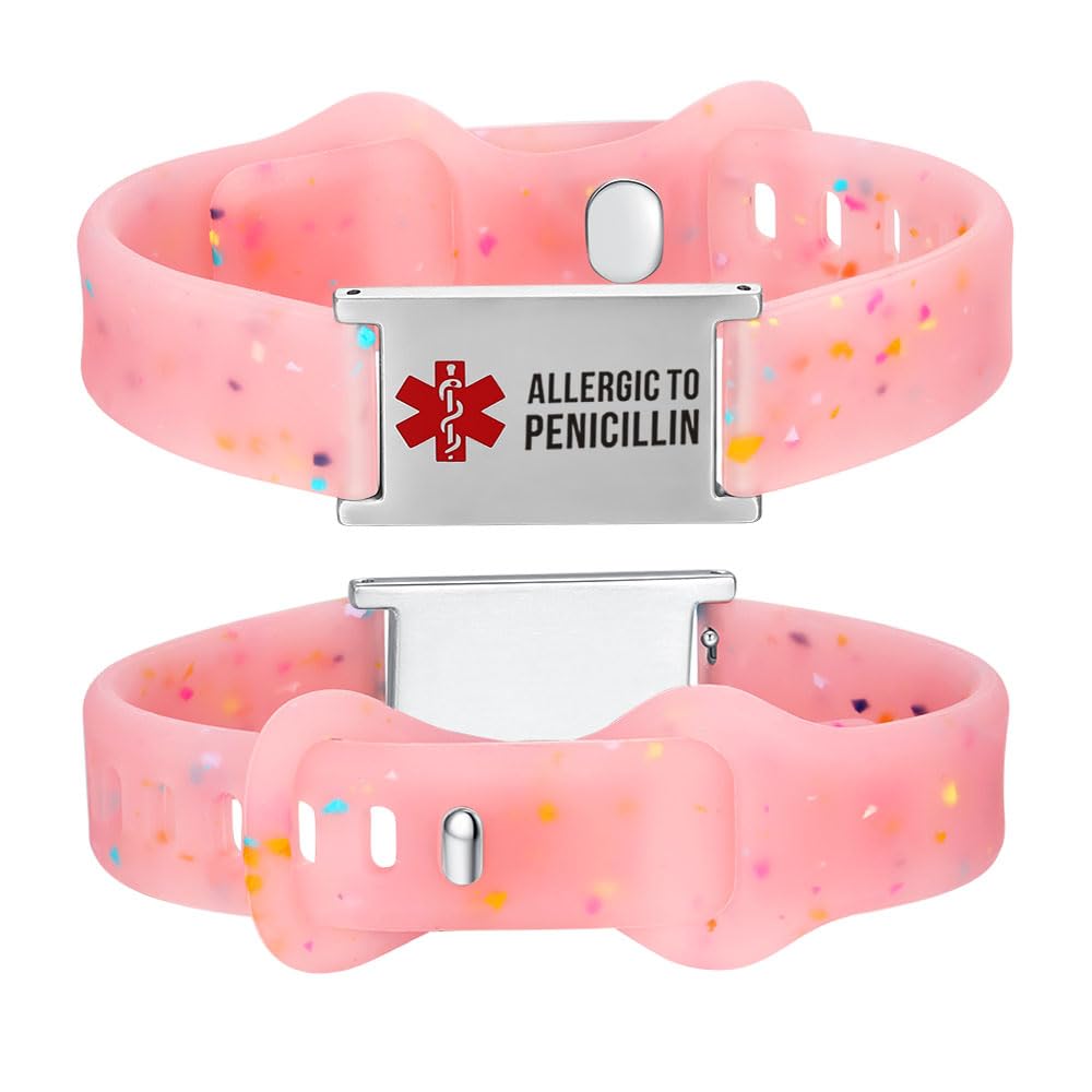 LinnaLove Medical Alert ID Bracelet – Custom or Pre-Engraved, QR Code Available,Adjustable Band
