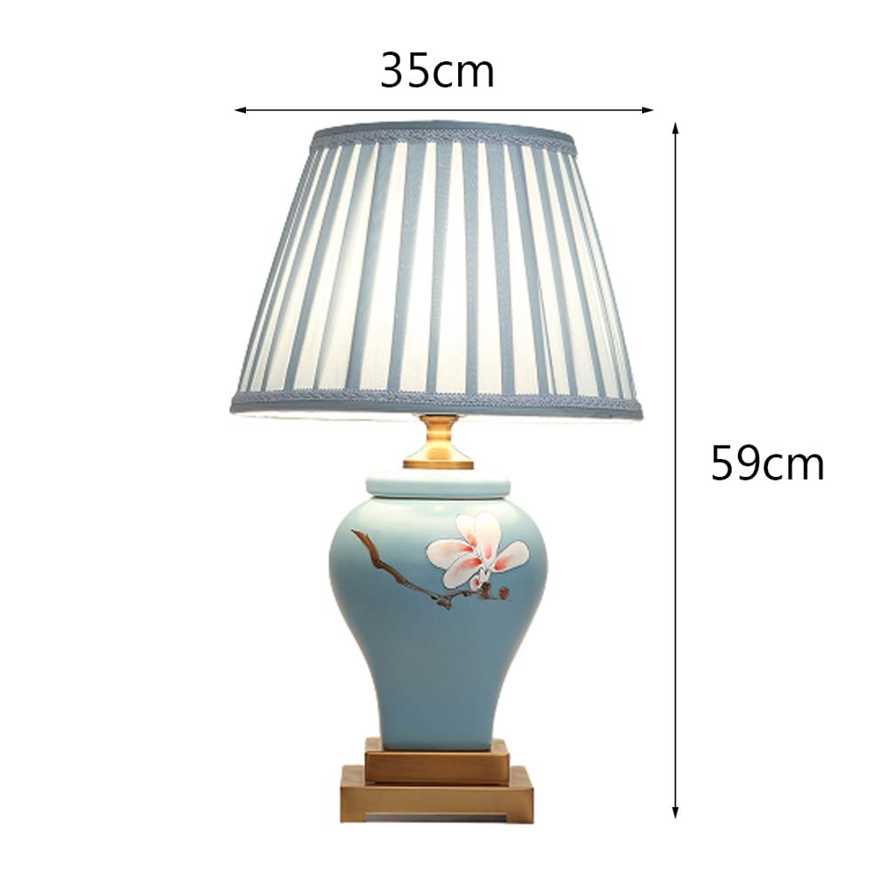 Lampada da tavolo in ceramica con orchidea dipinta Lampada da comodino tradizionale cinese Lampada da comodino in ceramica smaltata blu Lampada da tavolo per ufficio soggiorno Decorazione