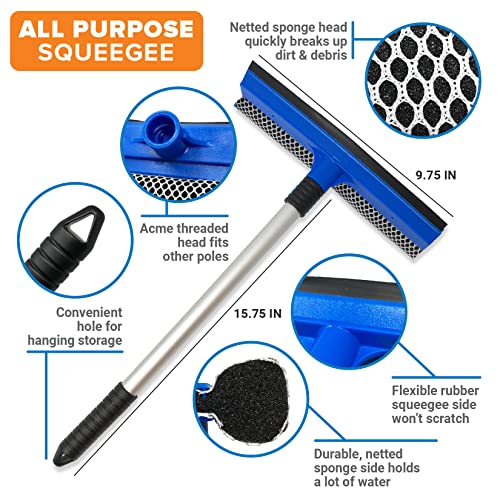 Window Squeegee For Car Windows Or Boats Windshield Squeegee Long Handle And Scrubber Cleaning Tool Window Cleaner And Washer With Big Sponge Boating, Auto & Rv Accessories Kit And Shower Glass Doors #TOP28