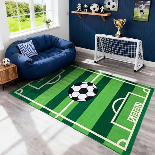 Tapete de campo de fútbol decorativo 3'x5' verde miniatura 1