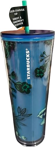 Starbucks Vaso navideño 2022 con diseño de ramillete de bayas color azul verde 24 onzas Venti