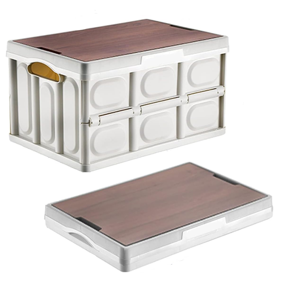 Aeetial 30L Foldable Storage Bin, Collapsible Plastic Storage Box with Cutting Board Lid, Stackable Storage Box for Car, Home Organizing, Toy Storage, Garage Storage(Black)