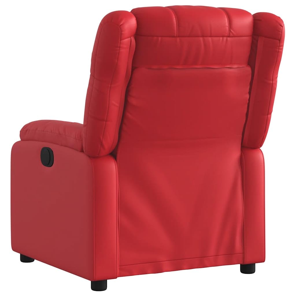 Fauteuil relax électrique en cuir synthétique rouge avec dossier et repose-pieds réglables, chaise rembourrée ergonomique avec accoudoirs, cadre en bois et métal pour salon, chambre à coucher