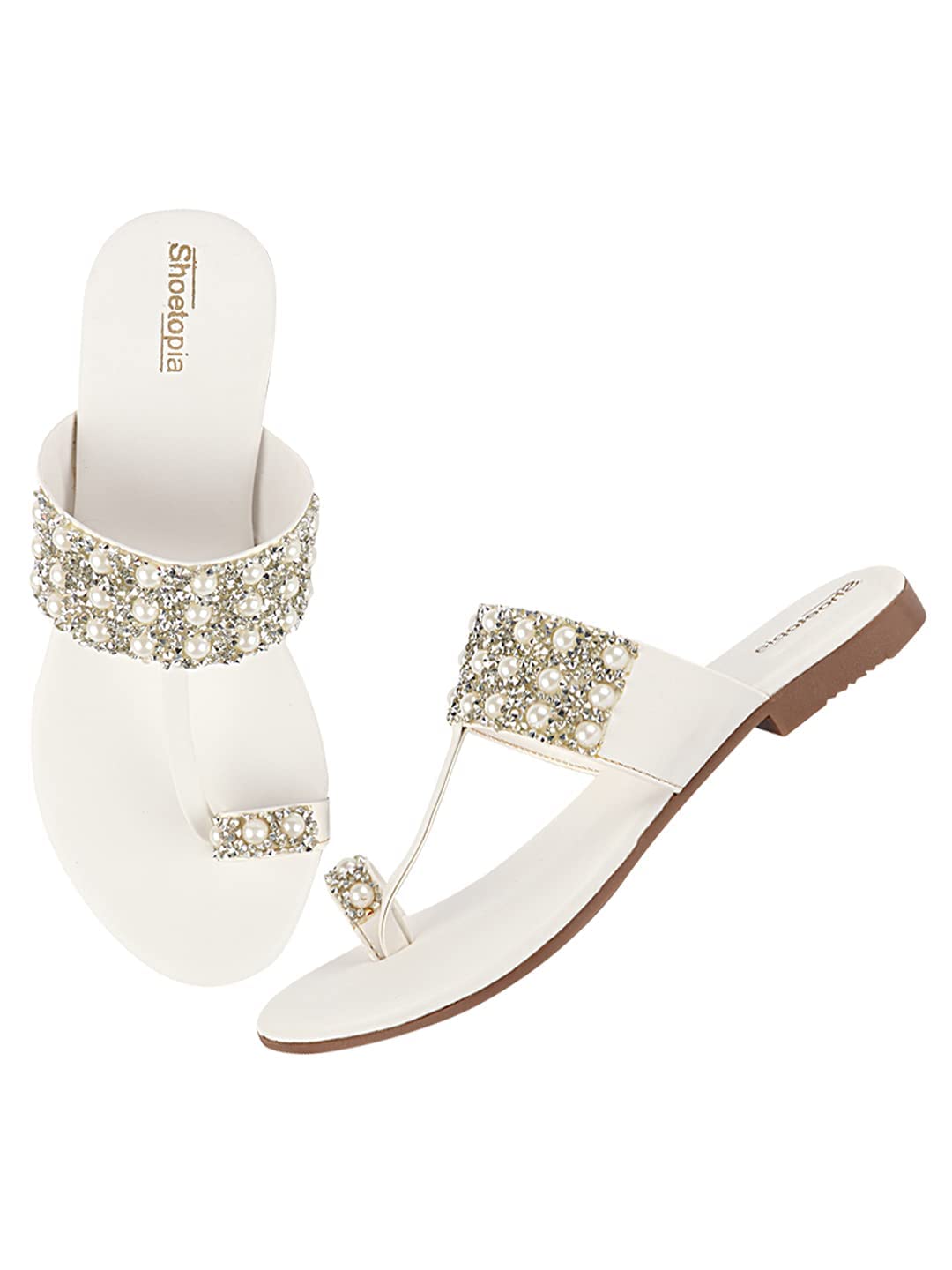Shoetopia Womens/Girls White Open Back One Toe Flats (B09GKSKK45) Amazon Price History, Amazon Price Tracker
