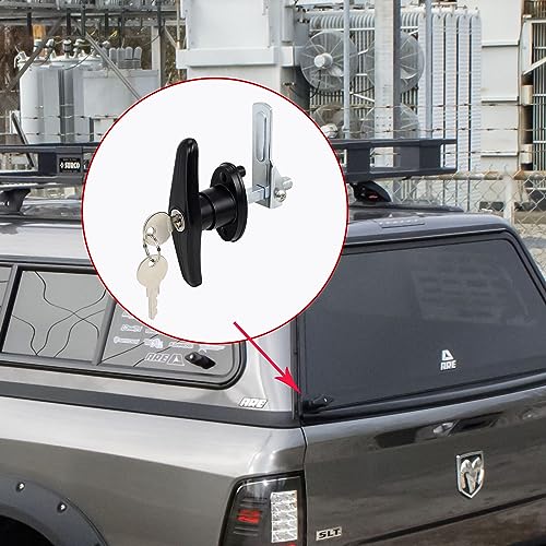 QZATTCAEN Keyed-Alike Locking T-Handle Kit for Truck Camper Shell/Cap & Topper - Black T-Handle Lock Set with Door Compatibility (Right) by QZATTCAEN - Image 6