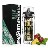 Fresh Fusions Fruit Infuser Bottle Fruit Infused (Black) Water Bottle Fruit Infusion Water Bottle 32oz 32 oz Water Infuser Sports Gift