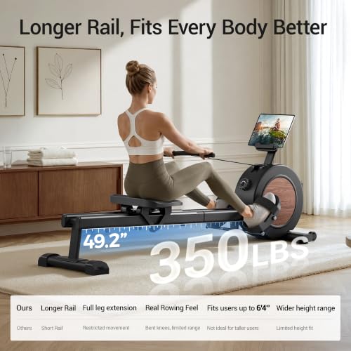 UMAY Rowing Machines for Home, Magnetic Rower Indoor with Dual Slide Rail - image 3