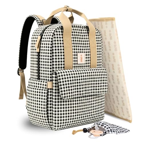 ANCRIVE, Mochila carro bebe impermeable, 7 compartimentos y 9 bolsillos, Organización rápida para paseos y viajes, Ideal para mamá y papá, Mochila pañales con cambiador.
