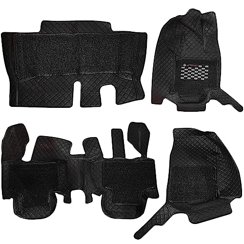 Image of Vahan Expo Premium 7D Car Mat Full Set for Toyota Fortuner Legender (2021-2025) || Luxury Leather Double-Stich 7D Car Floor Mat Complete Set || 100% Waterproof and Washable || Full Black