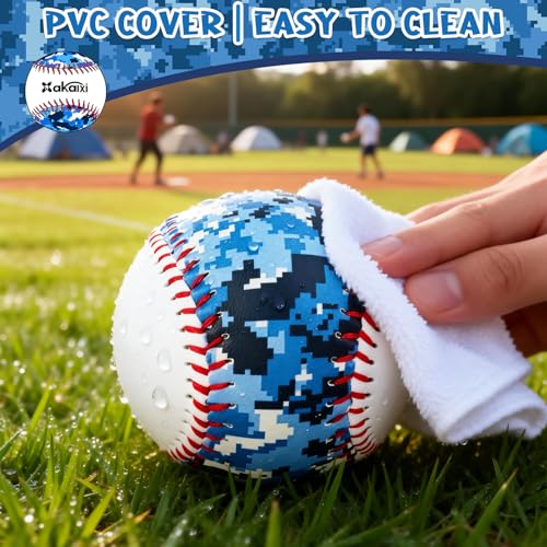 AKAIXI Baseballs PVC 9in Practice Baseball for Training Hitting Lifestyle Decor Ideal Personalized Inspired Gifts for Players Coaches Moms (Ocean Camo, Baseball Set (1 Piece)) — view 4
