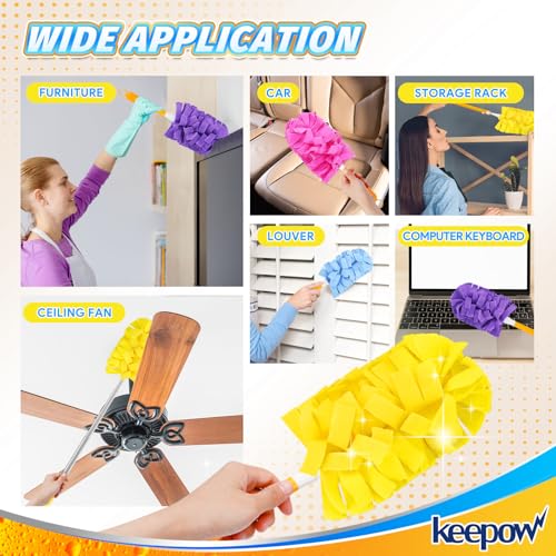 Image of KEEPOW Reusable Duster Refill Compatible with Swiffer Hand Duster, Heavy Duty Duster Refills, 360 Degree Dusters Refills for Cleaning, Fleece Refill Ceiling Fan, 4 Pack (Handle is Not Included)
