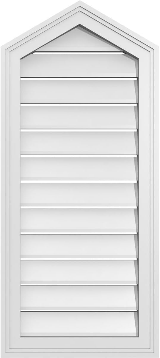 GVSPE16X3602SF-07 Peaked Top Brickmould Frame, Primed Tan Signature Series Surface Mount Gable Vents, 16-in. W x 36-in. H, Unfinished