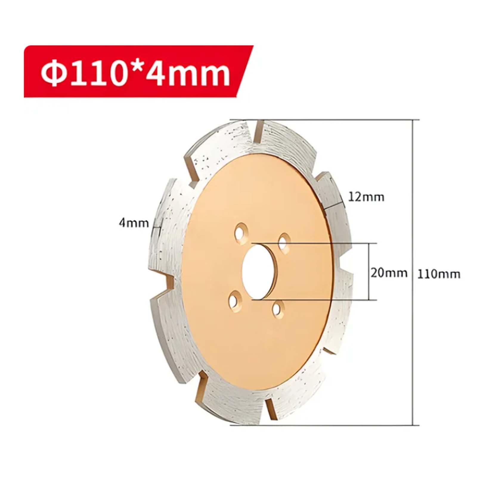 Toplionace Lame de Scie Diamantée de 110mm, Lame de Sculpture épaissie de 3 à 15mm pour Mur de Pierre, Fente de Sol en Béton, Lame de Frittage de Coupe à Sec (4mm)