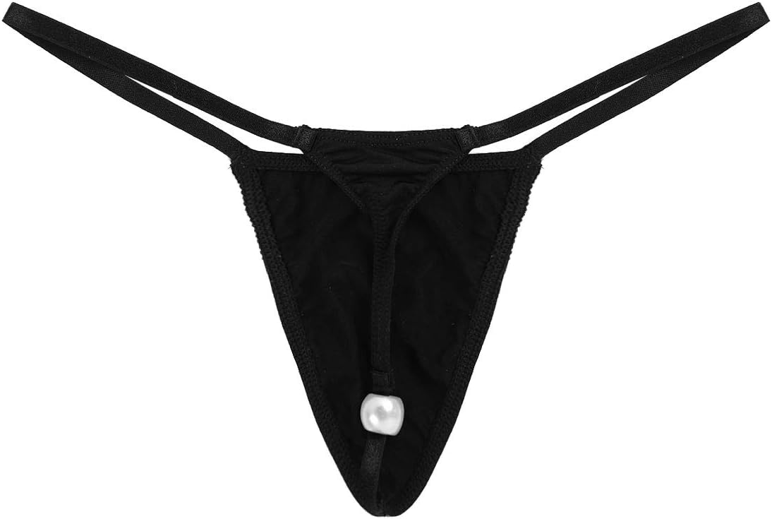 ACSUSS Men's Jacquard Lace/Mesh See-Through Sissy Pouch T-Back Thong Underwear