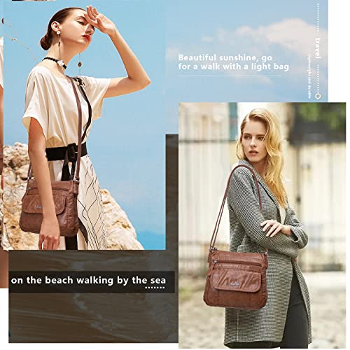 Image of Angelkiss Small Womens Crossbody Bag Leather Shoulder Purse for Women Hobo Bag with Adjustable Shoulder Strap