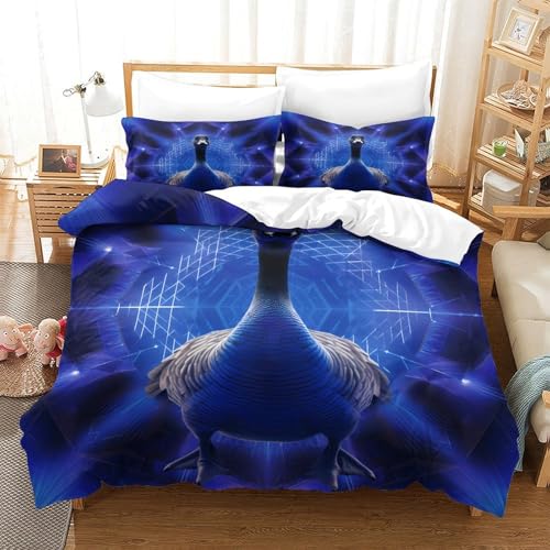 Housse de couette 3D bleu 140x200 cm single en microfibre douce