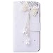 Produktbild HongHushop 3D Bling Strass Glitter PU Leder Handyhülle für Galaxy A40 2019 Spiegel Diamant Schnalle Hülle [Kartenslots] [Magnetverschluss] Schutzhülle für Samsung Galaxy A40 2019 - Pearl