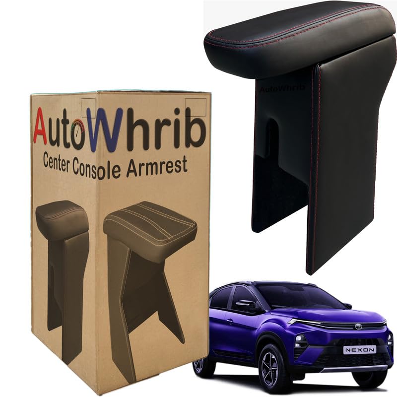 Image of Car Arm Rest For Nexon Facelift 2023 Armrest with Storage Box & Soft Cushion Pad, Luxury Arm Rest, Black Colour