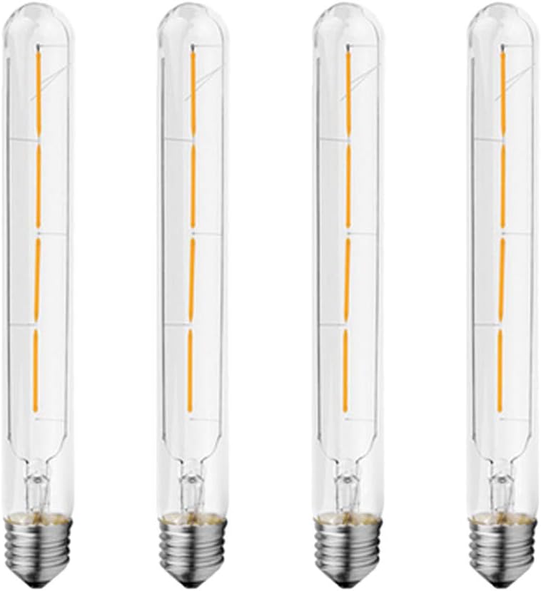 4-Pack Long Tubular Wire Filament Vintage Light Bulb E27 4W, Replace 40W Halogen White Light Bulb, 220-240V AC, 3000K Warm White 400LM, Non Dimmable (Clear)