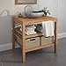 Produktbild Festnight Waschtischunterschrank mit 2 Kaerben, Badschrank Badezimmerschrank Waschbeckenunterschrank Unterstellschrank aus Massives Teakholz 74 x 45 x 75 cm