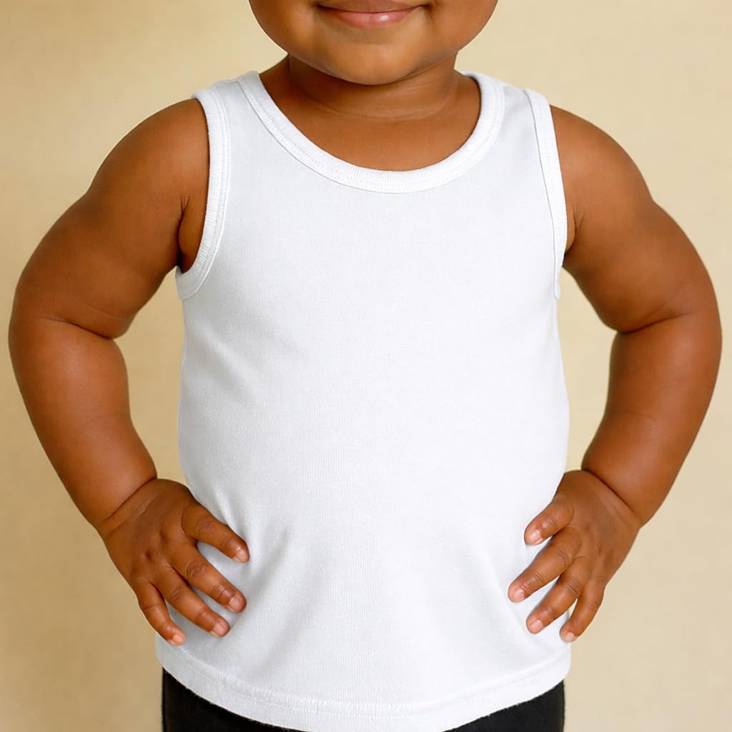 4-Pack Toddler Tank Tops for Boys Girls Super Soft Breathable Cotton Undershirts Unisex Premium Essential Tanks