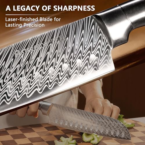 Image of Astercook Knife Set, 15-Piece Kitchen Knife Set with Block, Built-in Knife Sharpener, German Stainless Steel Knife Block Set, Dishwasher Safe Kitchen Utensils Set