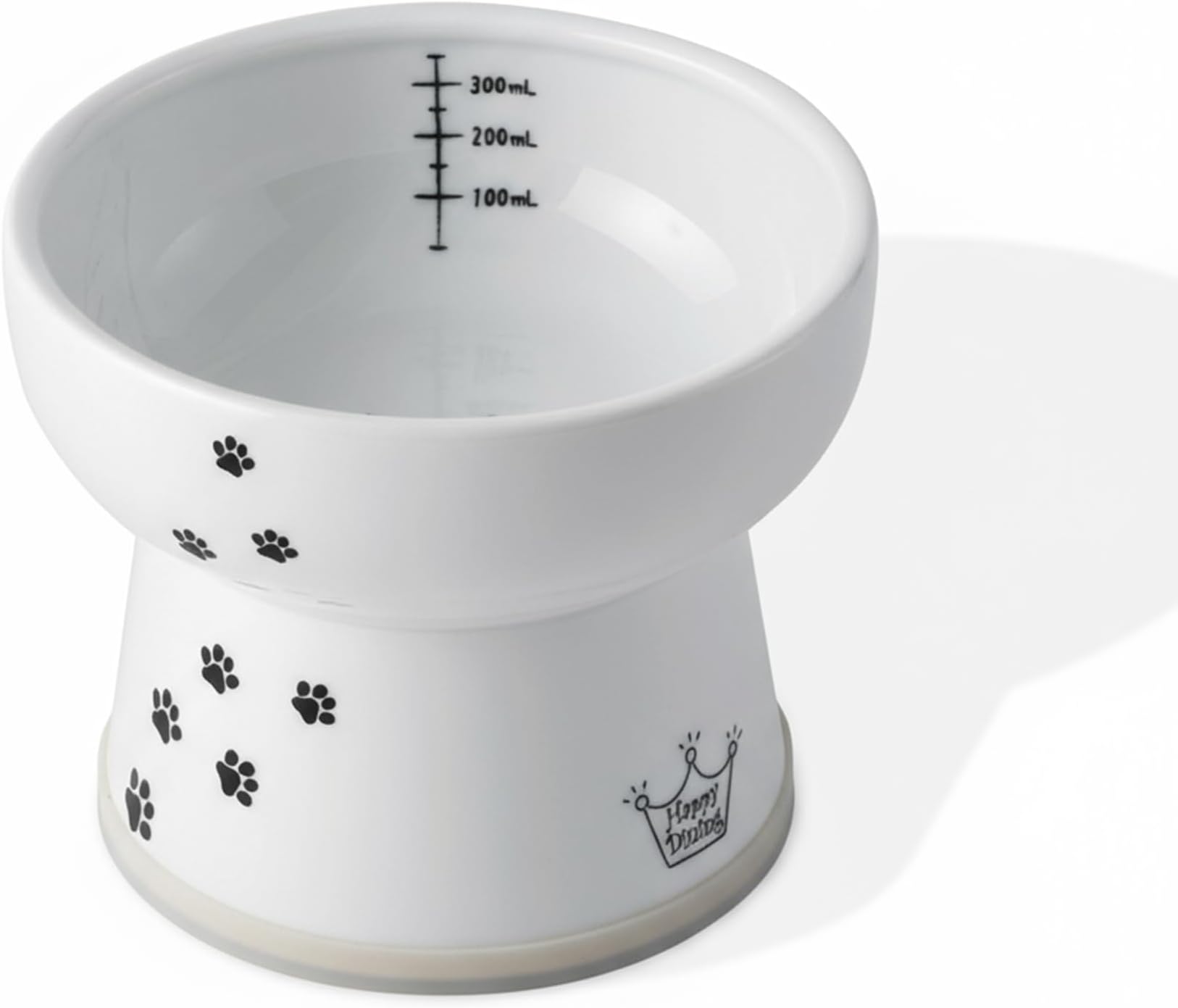 Necoichi Extra Tall Raised Cat Water Bowl, Cat, 0.543 kg,White