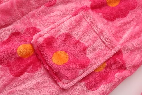 Image of Kids Hooded Bathrobe Girls Soft Plush Hooded Flannel Pajamas Sleepwear Boys Spa Robe