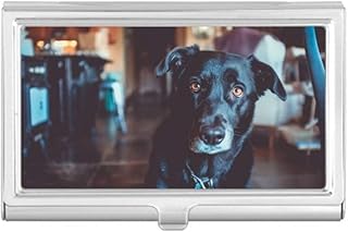 Black Dog Pet Animal Picture Business Card Holder Case Pocket Box Wallet