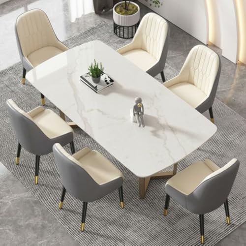 Image of Set of 4 Luxury Dinning Chair with One Piece Strong Metal Frame Accent Chair for Home Office Cafe Restaurant Hotel (4, Dark Grey-Ivory)