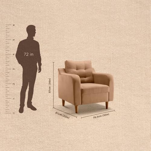 Image of Duroflex Ease Plus - 1 Seater Sofa Set for Living Room | 3 Year Warranty | Premium Wooden Frame Sofa | Anti-Pilling Fabric, Fade & Termite Resistant | Comfortable & Durable Couch - Latte (Beige)